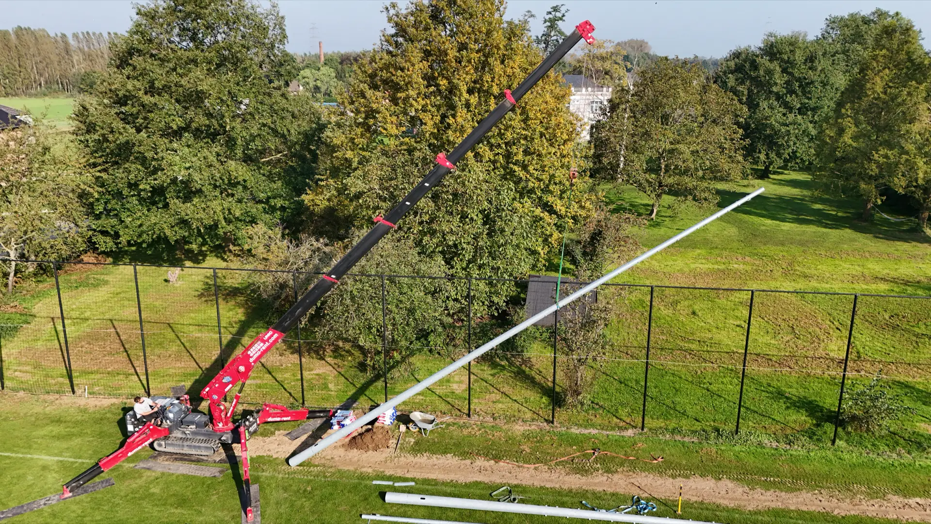 Installatie van verlichtingsmasten